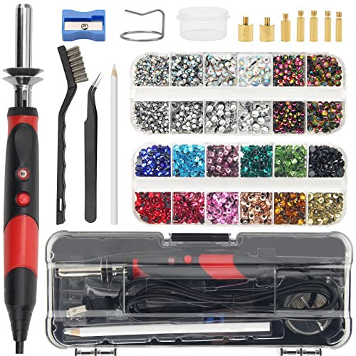 Catcan Hotfix Applikator Werkzeug, Hotfix Strass Applikator Bedazzler Kit mit 2 Boxen AB Kristall Strass Picker Werkzeug, 7 Spitzen/Pinzette/Bleistift/Pinsel DIY für Handwerk