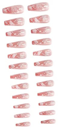 BIUDECO 24stücke Ballett Aufdrücknägel Box Lange Künstliche Nägel Nagelkunstzubehör Für Diy Und Feste