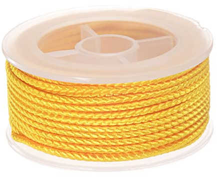sourcing map Hilo de Nylon, Cuerda de Abalorios de Cordel, Cordón Trenzado Extrafuerte 2mm para Pulseras Joyería Fabricación Bricolaje Artesanías 11M/36 Pies, Dorado