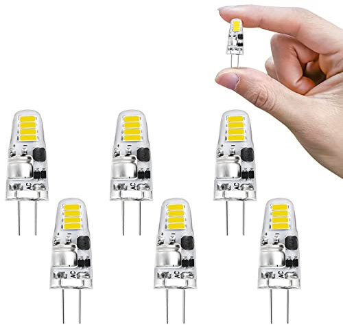 Ampoules LED G4 blanc froid 6000K AC/DC 12V 1.2W remplaçant les ampoules halogènes 15w,ampoule à économie d'énergie G4 Led à culot à broches,pour cuisine hotte aspirante,salle à manger(Lot de 6)