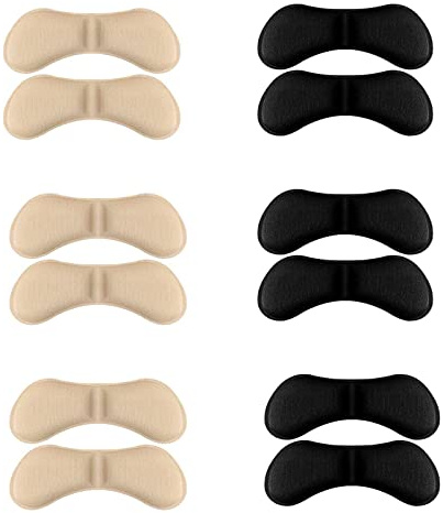 LMOGWL 6 Pairs Coussinets de Talon,Protecteur de Soins des Pieds,Éponge Auto-Adhésif Protege Talon Chaussure,pour Empêche Frottements Ampoules Chaussures Grandes,Ajustement et Confort(Beige, Noir)