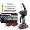 Irishom Mini Motosega 4 Pollici 6 Pollici Motosega Portatile con Blocco di Sicurezza 2 Catene 21V Ricaricabile Alimentato a Batteria Motosega Elettrica Senza Fili-Nero