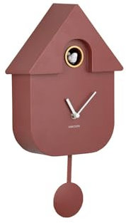 Present Time Modern Cuckoo Clock, Ochre Red, One Size