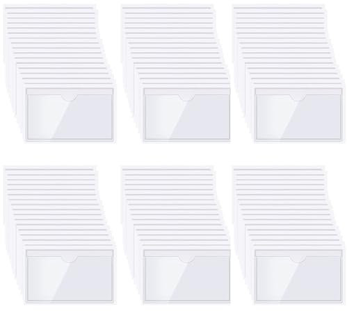 120 Stück Visitenkartentaschen Selbstklebend Transparent mit Daumenausstanzung oben, Selbstklebende Etikettenbeutel, Transparenter Kreditkartenhalter, Etiketten Kartenhalter(Size:(A6)16 * 11CM)