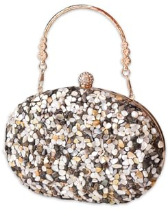 CORIOS Glitzer Pailletten Clutch Tasche Damen Abendtasche Hochzeit Brautbörse Handtasche Funkelnd Schultertasche Elegante Klein Tasche Glänzend Umhängetasche Grau