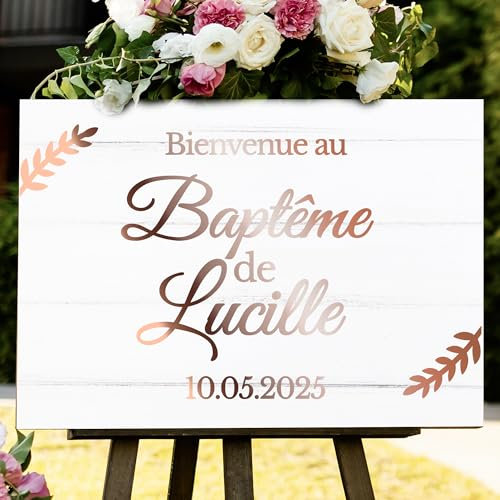 Sticker pour panneau de bienvenue personnalisé, couleur, typo, motif, taille au choix, baptême, communion, accueil cérémonie, religion, église, fête, autocollant
