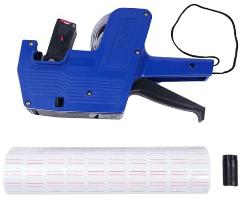 Namvo Pistola etiquetadora de Precios 10 Rollos de Etiquetas, 2 Ruedas de Tinta, Pistola etiquetadora de Precios de 8 dígitos para Etiquetas de 22 x 12 mm