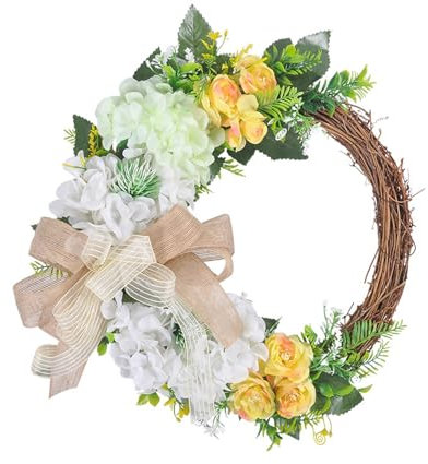 Qaonsciug Freundlicher natürlicher Rattan-Weihnachtskranz, Festival-Willkommensschild, Charm, Tür, Wanddekoration, Festival-Verzierungen