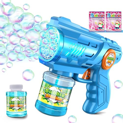 Seifenblasenpistole Seifenblasenmaschine Kinder Seifenblasen Machine: LED Licht Seifenblasen Elektrisch Mit 100 ML Tank Blau Automatische Bubble Maker Für Kids Shooter Party Spielzeug (Blau)