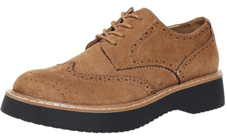 Glorertl Women's Lace Up Oxfords Shoes Chunky Platform Round Toe Penny Loafers Non-Slip Sole Brown 9