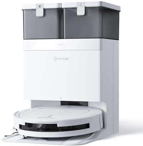 ECOVACS DEEBOT T50 Omni Saugroboter mit Wischfunktion,15.000 Pa, T30 Omni-Upgrade, Ausziehbare Seitenbürste und Mopp, ZeroTangle 2.0, Moppwäsche mit 75°C heißem Wasser, All-in-One Station
