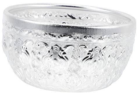 UTHCLO Bowl De Metal Decorativo Diseño De Patrón Tallado para Ensaladas para Restaurantes y Hogar Contenedor Multiusos De Comida Ligero y Resistente