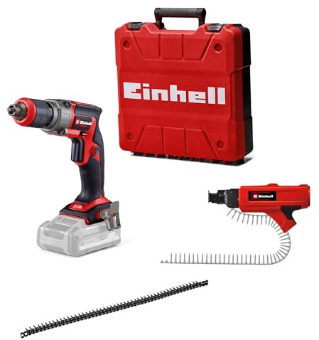 Einhell Professional Akku-Trockenbauschrauber TP-DY 18 Li BL-Solo Power X-Change (18 V, Brushless, Tiefenanschlag, Dauerbetrieb, inkl. Bit, Magazinaufsatz + Schraubengurte, ohne Akku)