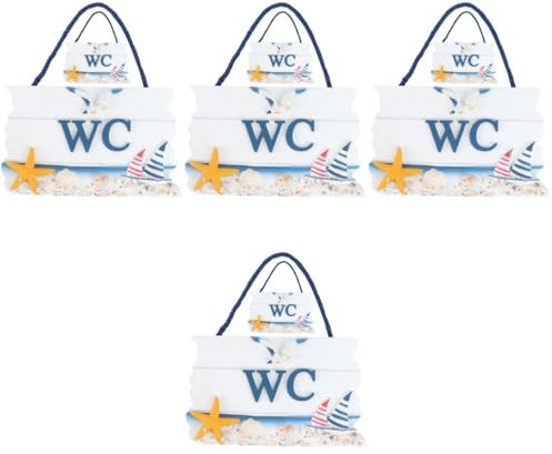 VILLCASE 4 Ensembles Numéro De Toilette Portes Coulissantes De Papier Toilette Signaletique Toilettes Decoration Wc Panneau De Guidage Des Toilettes Panneau Wc En Bois 2 Pièces * 4
