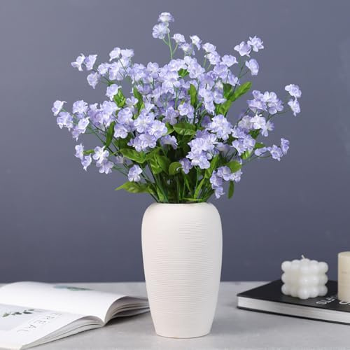 KIJING 6 Stk. künstliche Vergessen-Nicht-Blumen, künstliche Stiele für DIY-Seidenarrangements, Hochzeits-Wohndekoration Vase Strauß (Lila)