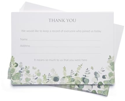 ANGEL & DOVE Pack of 25 Funeral Attendance Cards - Botanical Eucalyptus Design