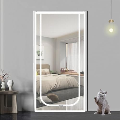 Katzengittertür,Katzennetz Für Balkon,Haustiere Bildschirm Tür Mit Reißverschluss,Haustiergittertür Für Verhindern Katzen Aus Laufen,Fliegengittertüren,Fliegengitter Tür Ohne Bohren(90x210cm)