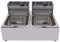 Freidora eléctrica doble de acero inoxidable, 24 L, 3,2 kW, 60 °C - 200 °C, regulación continua de la temperatura, con 2 cestas para restaurantes rápidos y bares