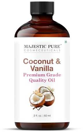 Majestic Pure Coconut & Vanilla Premium Grade Quality Oil with Glass Dropper - 60 ml | Premium Grade Oils for Diffuser, Aromatherapy, Soap and Candle Making