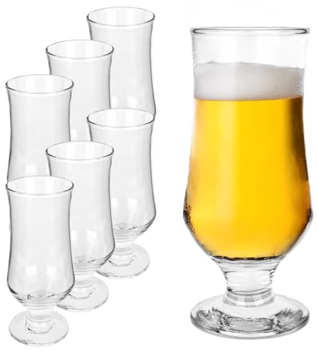 KADAX Biergläser, 6er Set, 360 ml, Trinkgläser aus Glas, Wassergläser, Saftgläser mit Fuß, Gläser für Wasser & Bier, Cocktailgläser, Getränkegläser (Modell 1)