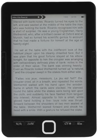 Lettore di EBook Portatile con Schermo HD Ink da 6 Pollici, BK6033, Memoria Integrata da 8 GB, luminosità Regolabile, Adatto per Bambini, Adulti e Anziani.