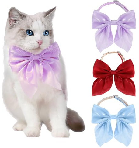 BSITSSS 3 Stück Fliege Hundehalsband, Halsband Welpe mit Große Schleife, Verstellbares 19-32 cm Katzen Hunde Halsbänder Für Hochzeiten Geburtstage Party