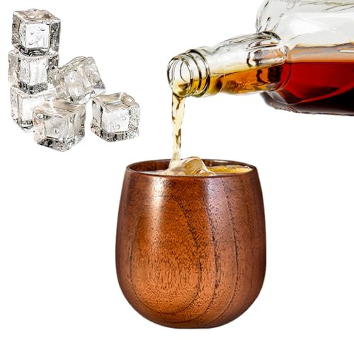 Vaso de madera de bourbon de azufaifa, taza de whisky de madera para cerveza artesanal, regalos para hombres (estilo-C)