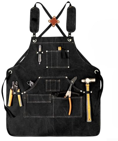 Sumsoctober Heavy Duty Welding Apron, Waterproof Waxed Canvas, Heat and Flame Resistant for Men & Women(black)