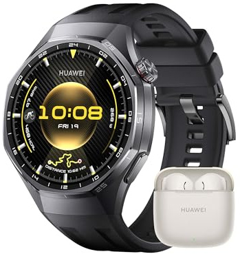 HUAWEI Watch GT 6 Pro 46mm Negro GPS Smartwatch+FreeBuds SE 3 Beige, 1.47''AMOLED Pantalla Táctil, hasta 21 Días de Autonomía, Ciclismo Nivel Profesional, NFC, iOS Android Compatible, Análisis ECG