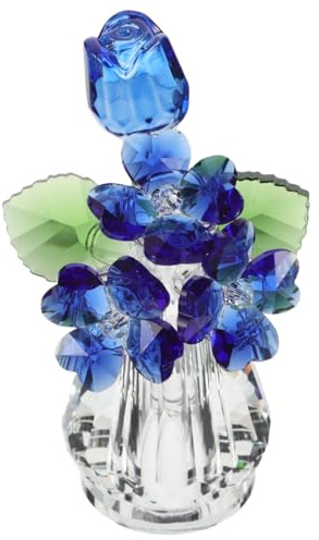 STOBAZA Rosa De Cristal con Base Figura Decorativa De Mesa Adorno De Rosa De Cristal para Hogar Recuerdo De Boda San Valentín Y Centro De Mesa