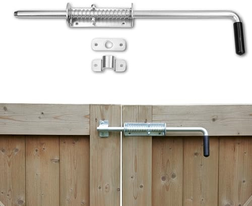 DOJA Barcelona Pestillo con muelle - 420mm - Versatilidad en Aplicaciones - Cerrojo para Puerta con Pasadores de Puertas - Galvanizado, Instalación Rápida y Sencilla - Eficiente y Cierre de Resorte
