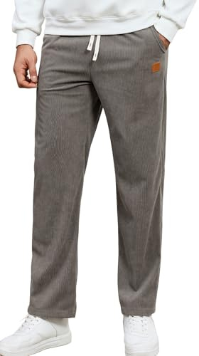 Curluriy Pantaloni da Uomo Velluto a Coste Casual Pantaloni con Coulisse Elastico in Vita Pantalone con Tasca Autunno Inverno