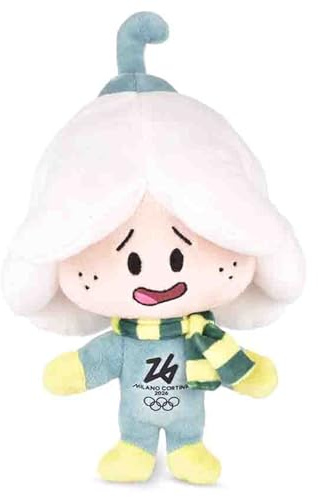 Doudou et Compagnie - JO Milano Cortina 2026 – Peluche Officielle Cute FLO (Echarpe) Toute Douce – Collection Flo Olympique - Ami des Mascottes Tina & Milo des Jeux Olympiques d’Hiver – 20 cm