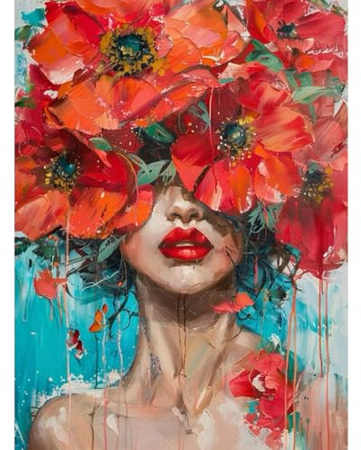 RICUVED Niña Pintura por Números para Principiantes -Flor Kit de Pintura por Números con Lienzo 30x40 cm, 3 Pinceles, Pinturas Acrílicas y Gancho Metálico - Completo para Adultos
