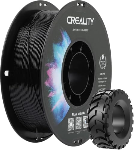 Creality TPU Filament 1,75 mm, 95A Shore Härte, Flexibles 3D Drucker Filament, Hoch elastisch & hohe Rückfederung, 1 kg Spule, Schwarz