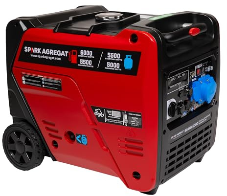 SPARK 6000iA Inverter Stromgenerator 6000 W Benzin – Leistungsstark, E-Start + Seilzug, 4-Takt EU5, Notstrom Aggregat für Haus & Baustelle, 230 V + USB
