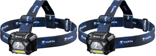 VARTA Stirnlampe LED inkl. 3x AAA Batterien, Work Flex Motion Sensor H20, Bewegungssensor, zwei Leuchtmodi, an- und ausschalten durch Handbewegung, spritzwasser- und staubgeschützt (Packung mit 2)