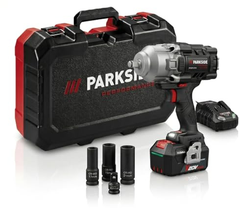 MALUI PARKSIDE PERFORMANCE PASSP 20-Li C4 Akku-Drehschlagschrauber 20 V mit 4 Ah Akku, Ladegerät, Stecknüssen & Koffer Bundle