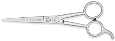 3 Claveles Ultra - Tijera Para El Cabello De Corte (6.5), Filo Microdentado, Acero Inox. Peluquero, Corte De Pelo, color Brillo