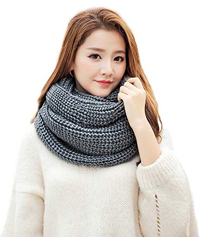 Strickschal Loop Schal Dicker Infinity Schal Winter Mode Halswärmer Schal für Unisex Rot