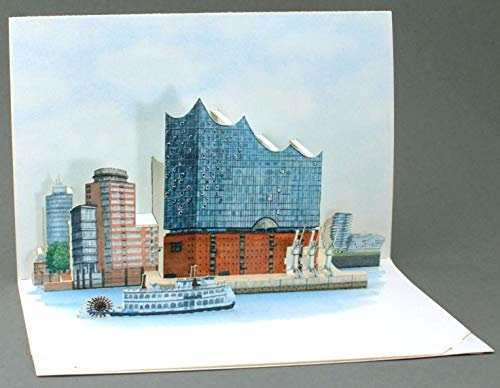 Pop-up-Karte Elbphilharmonie: Geburtstags- und Glückwunschkarte mit Umschlag, Gutschein für Städtereise/Hotel – perfekte Geschenkidee und Souvenir aus Hamburg, Elfi, Sehenswürdigkeit