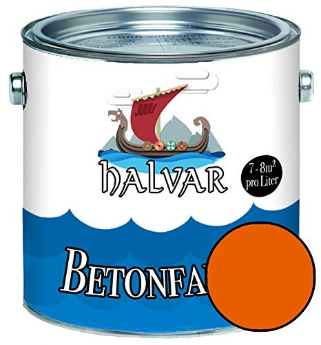 Halvar Betonfarbe/Bodenbeschichtung SEIDENMATT Orange RAL 2000-2012 Fassadenfarbe (2,5 L, RAL 2004 Reinorange)