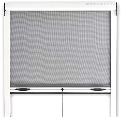 Zanzariera Finestra A Rullo Scorrevole Verticale Riducibile In Alluminio Verniciato Fai Da Te Istruzioni e Accessori Inclusi Bianco (140x160+frizione rullo 3 cm)