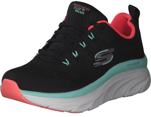Skechers D'LUX WALKER FRESH FINESSE, Zapatillas para Mujer, Black Mesh/Mint Trim, 36 EU
