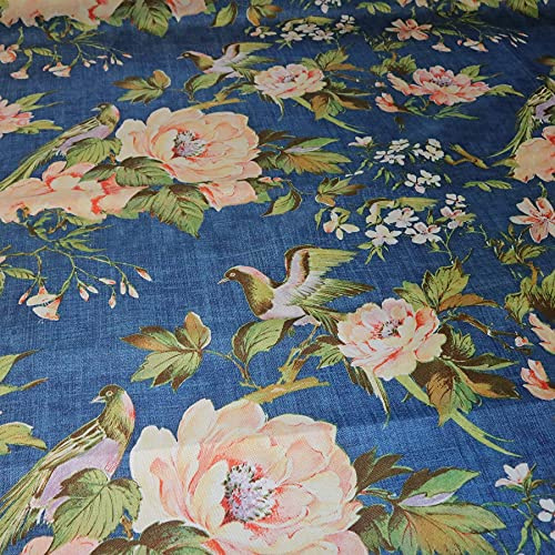 HEKO PANELS Stoff Oxford wasserdicht, Blumen Vögel, 1 Meter 155 x 100 cm | Dekostoffe zum Nähen und Handwerken, blickdichte Möbelstoffe, Nähstoffe DIY, als Meterware erhältlich
