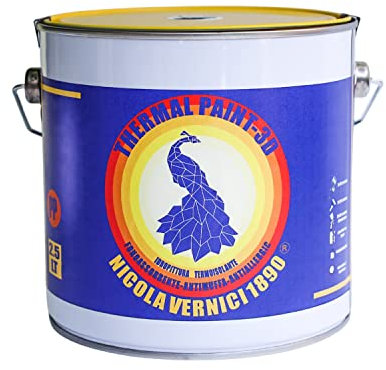 Thermal Paint Pittura Termica ad Acqua 2,5lt - Termoisolante, Fonoassorbente, Anticondensa, Antiallergica e Antimuffa, Made in Italy - Bianco