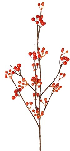 artplants.de Schneebeeren Kunstzweig Harmonia, Beeren, orange, 80cm - Symphoricarpos künstlich