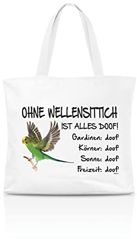 AdriLeo Einkaufstasche Ohne Wellensittich ist alles doof! - grüner Sittich - Papagei Vogel