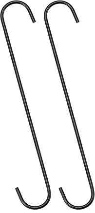 sourcing map 2 Stück S Haken Groß 12 Zoll/300mm Haken zum Einhängen, geeignet für Innen und Außenbereich Küche, Wohnzimmer, Bad, Garten, Garderobe Schwarz