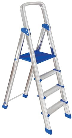 Leonardo Fai Da Te - scala pieghevole in alluminio 3+1 portata 150 kg EN 131 - scala antiscivolo in alluminio max - ideale per uso domestico e lavorativo